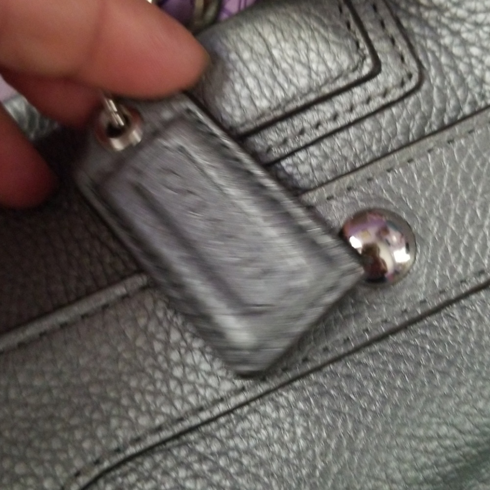 Coach Vtg Silver Leather Carryall Bag - Picture 2 of 8